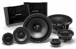 Alpine car stereo system with speakers and subwoofer available at Mother's Window Tint San Antonio and Austin